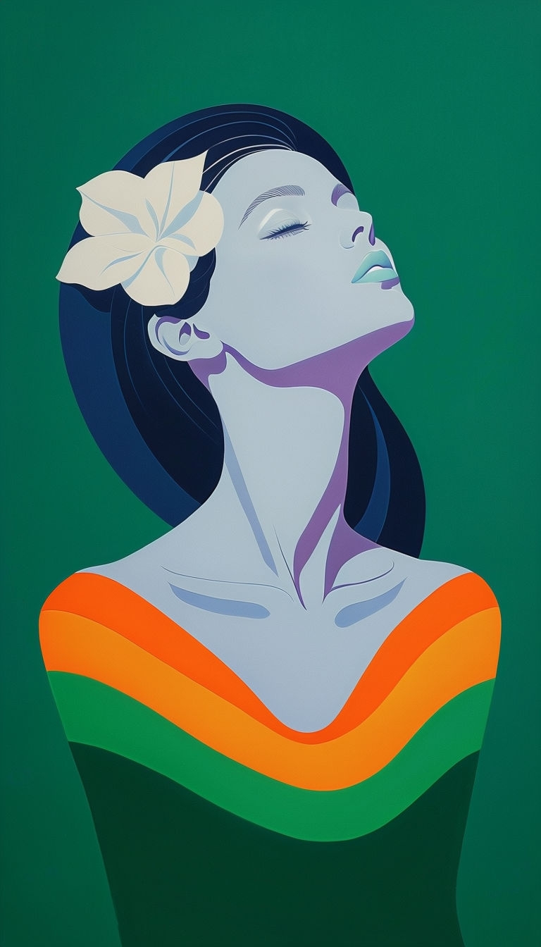 Elegant Lavender Woman Portrait with Floral Accent Art