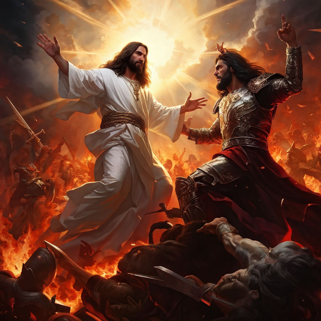 Jesus defeats the devil with heavy metal by 김앵무 - Playground