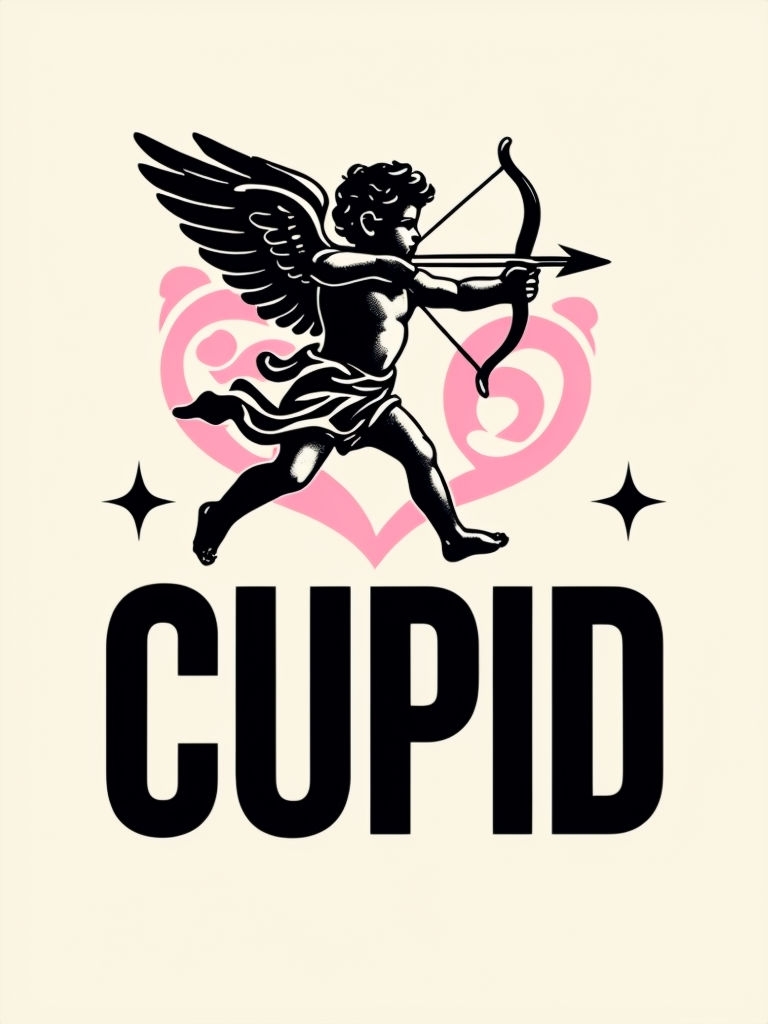 Vintage Cupid Silhouette Romantic Graphic T-Shirt