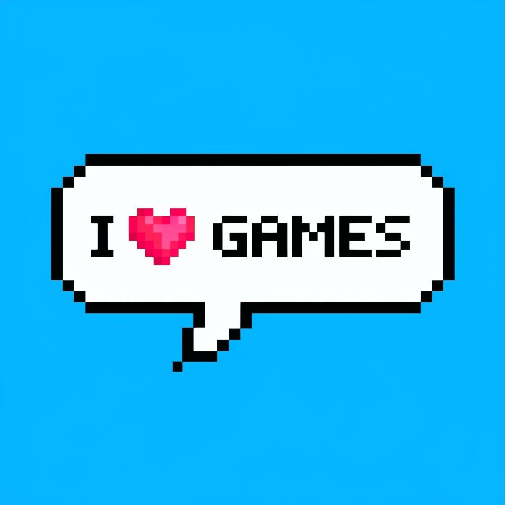 Pixel Art I ♥ GAMES Speech Bubble Design Sticker