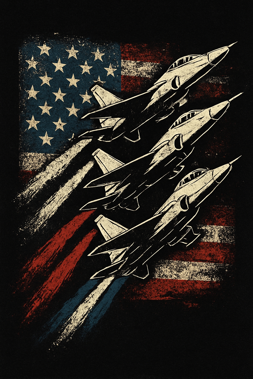 Vintage Fighter Jets Patriotic Graphic T-Shirt