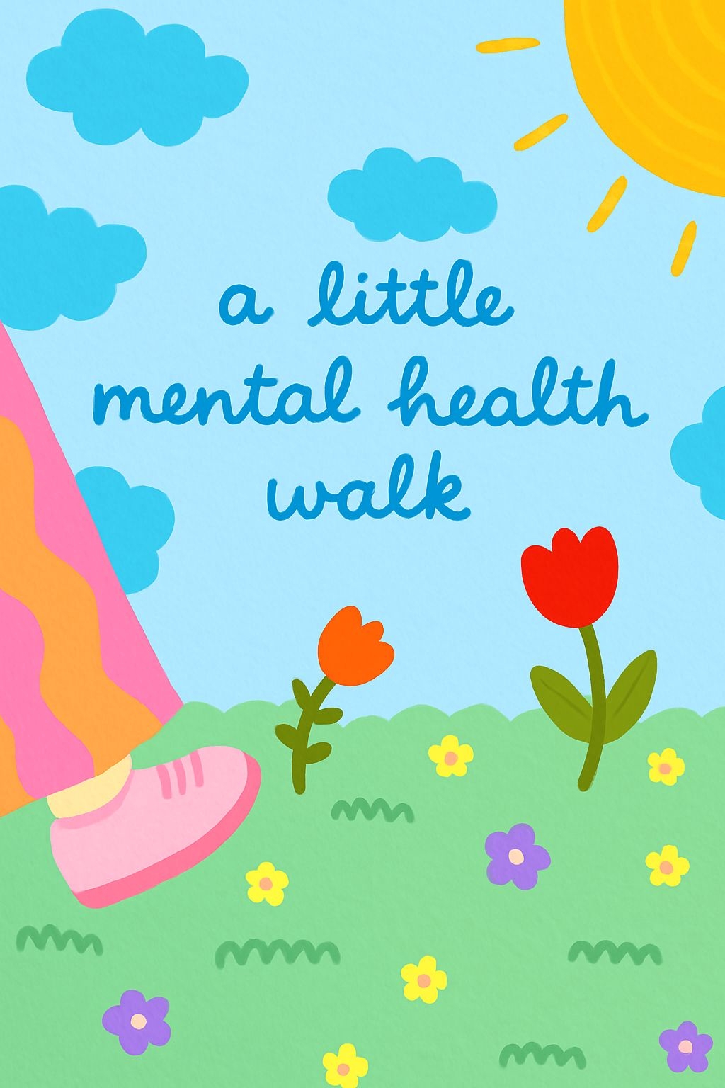 Cheerful Digital Illustration of a Little Mental Health Walk Poster