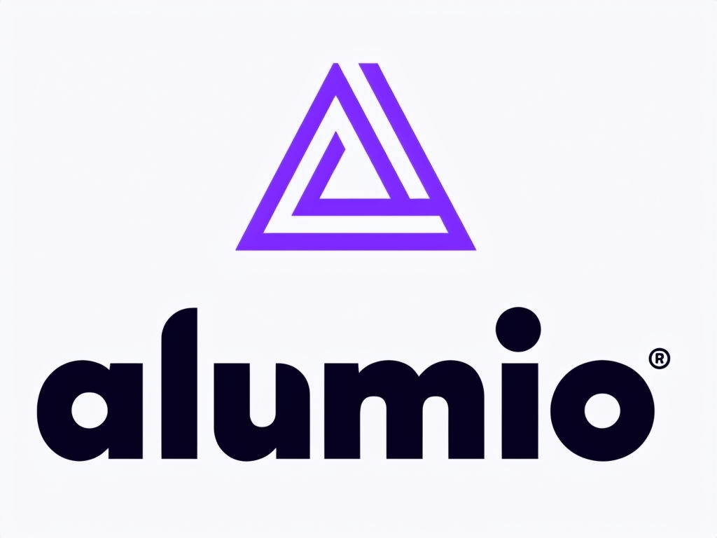 Minimalist Purple Triangular Alumio Logo Design