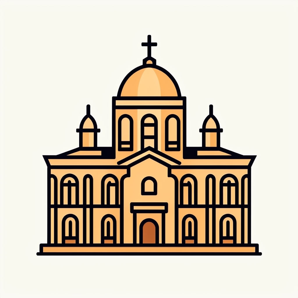 Minimalist Church Icon Design on White Background Sticker