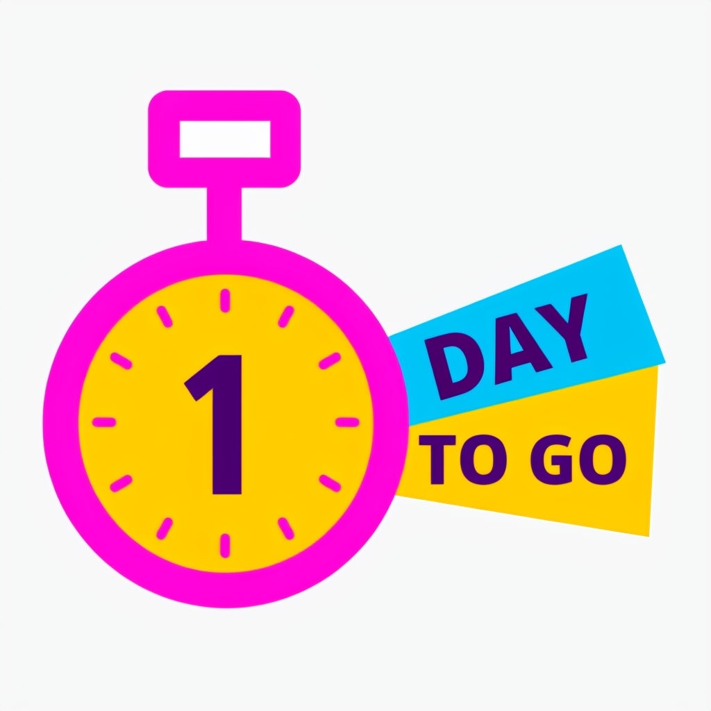 Vibrant Stopwatch Design with 'DAY TO GO' Text Graphic Social Media Post