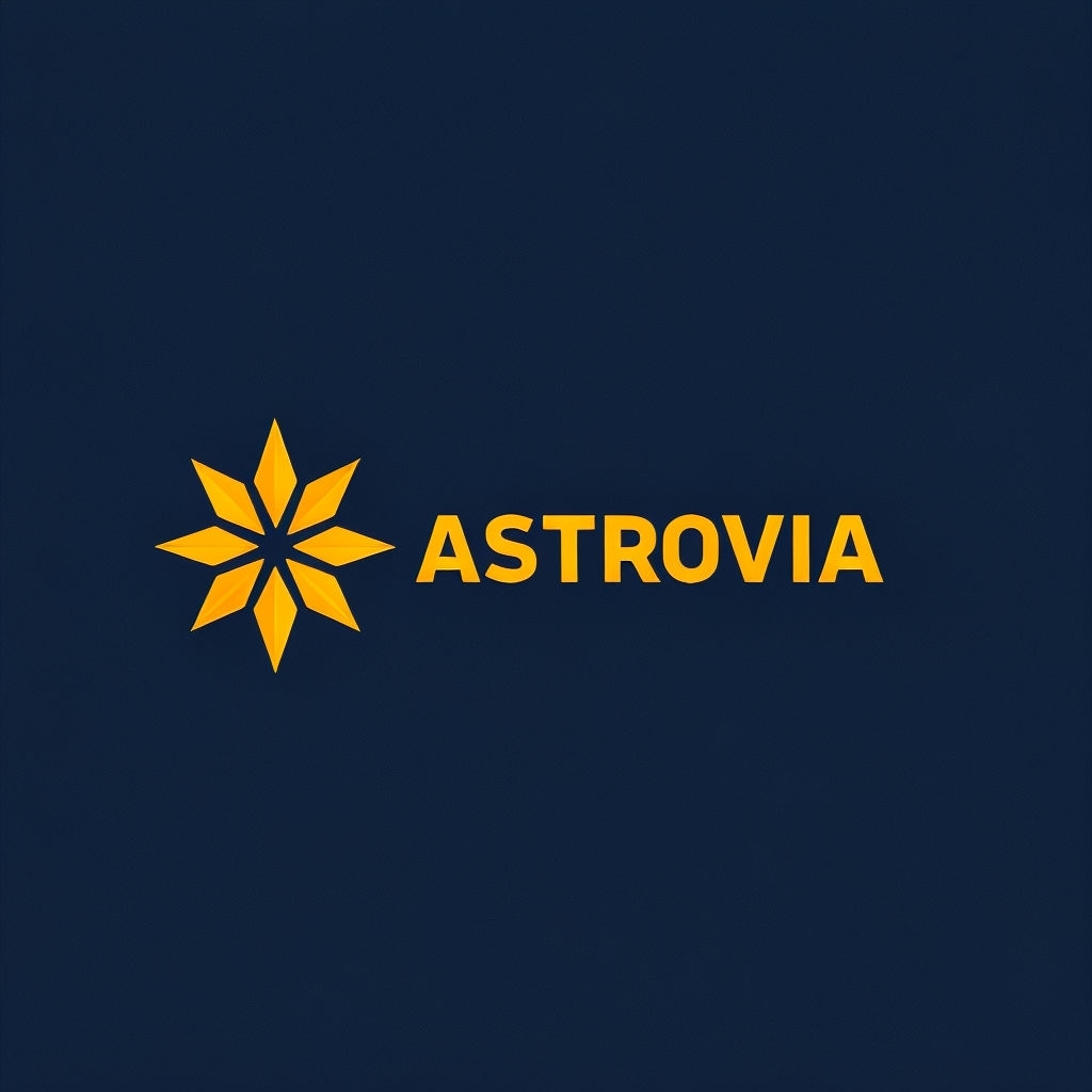Minimalist Futuristic Golden Yellow Star Logo Design for Astrovía Logo