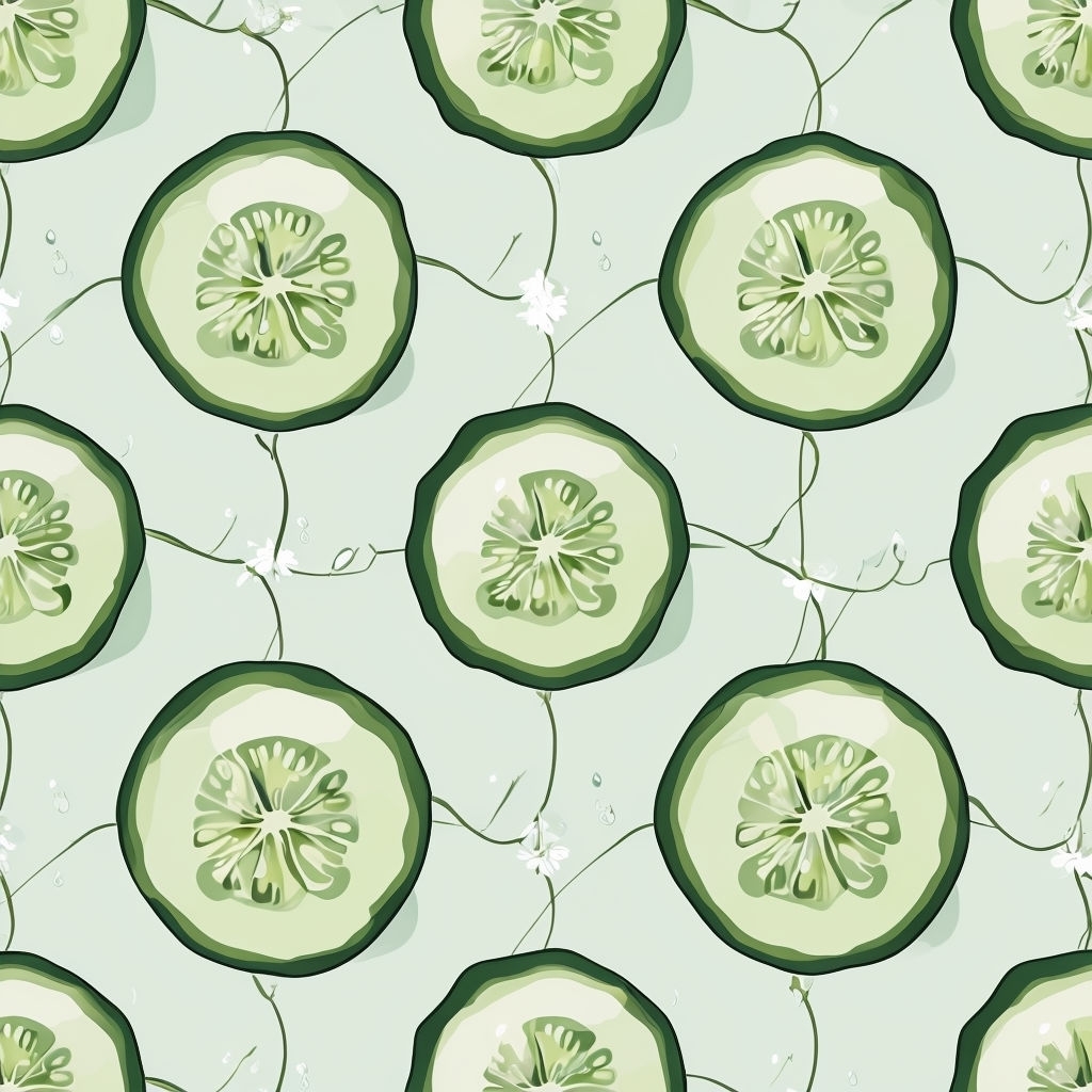 Stylized Cucumber Slices Seamless Pattern for Fresh Decor Seamless Patterns