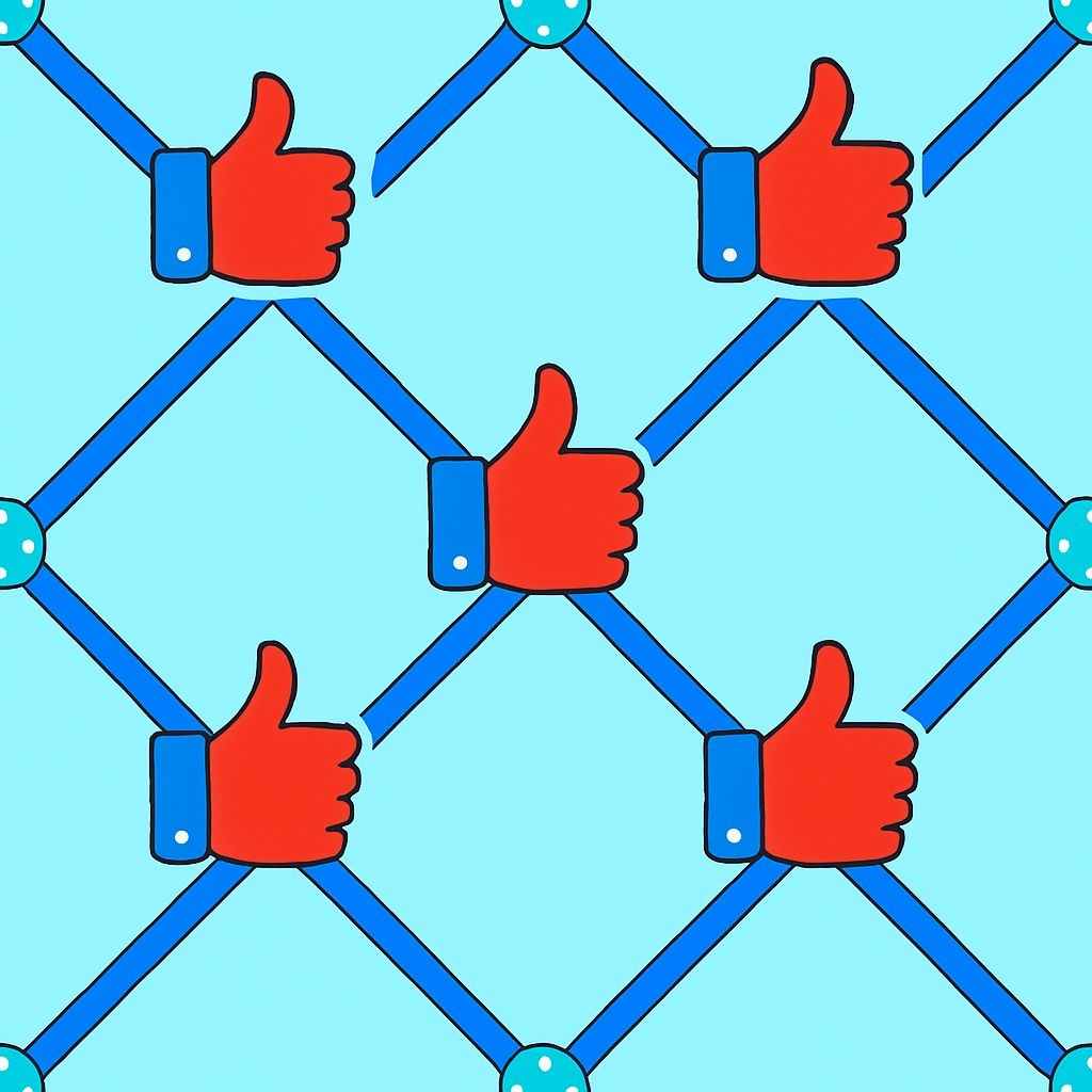 Cheerful Thumbs Up Gesture Pattern on Light Cyan Seamless Pattern