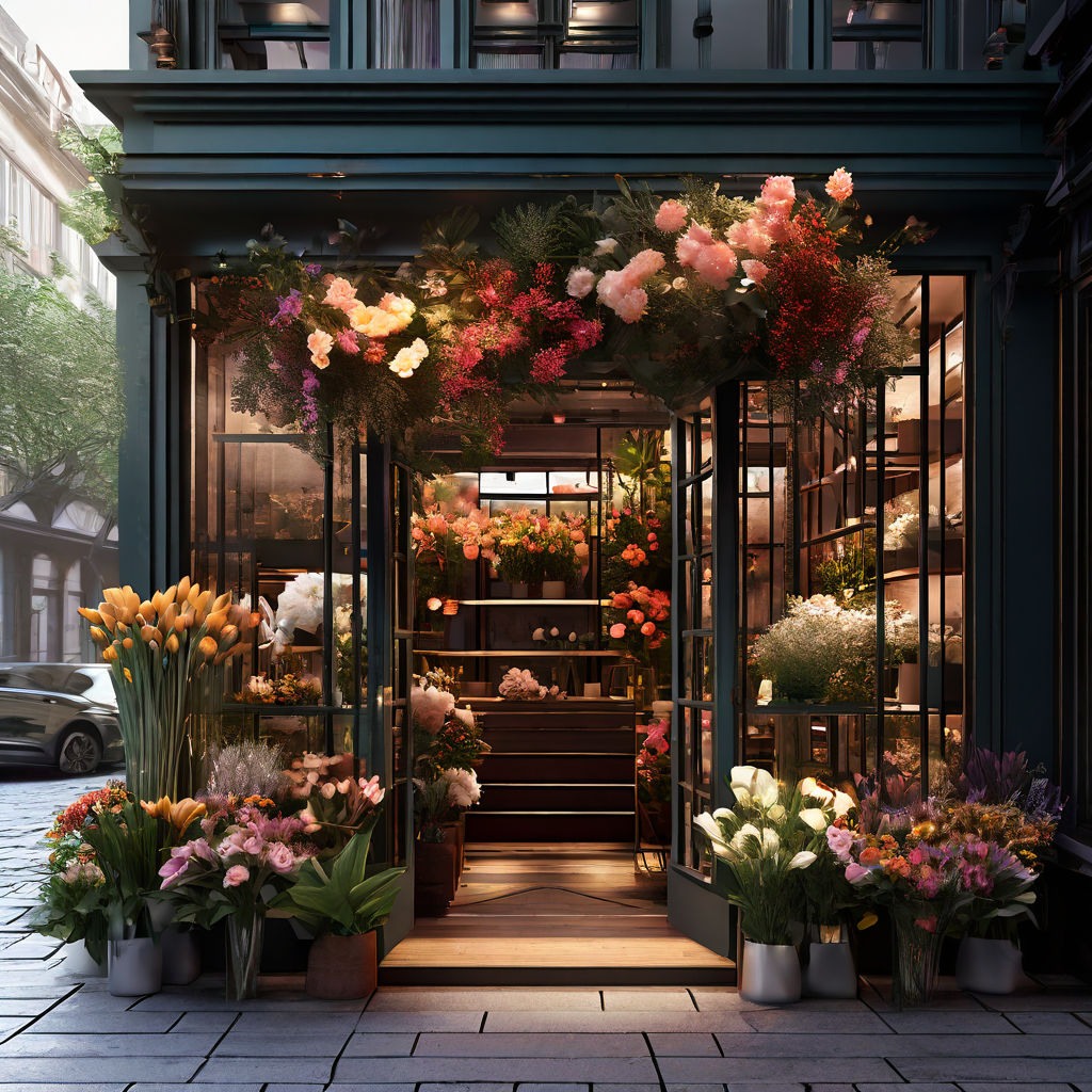 The entrance group of the flower shop mockup so that there a... by ...