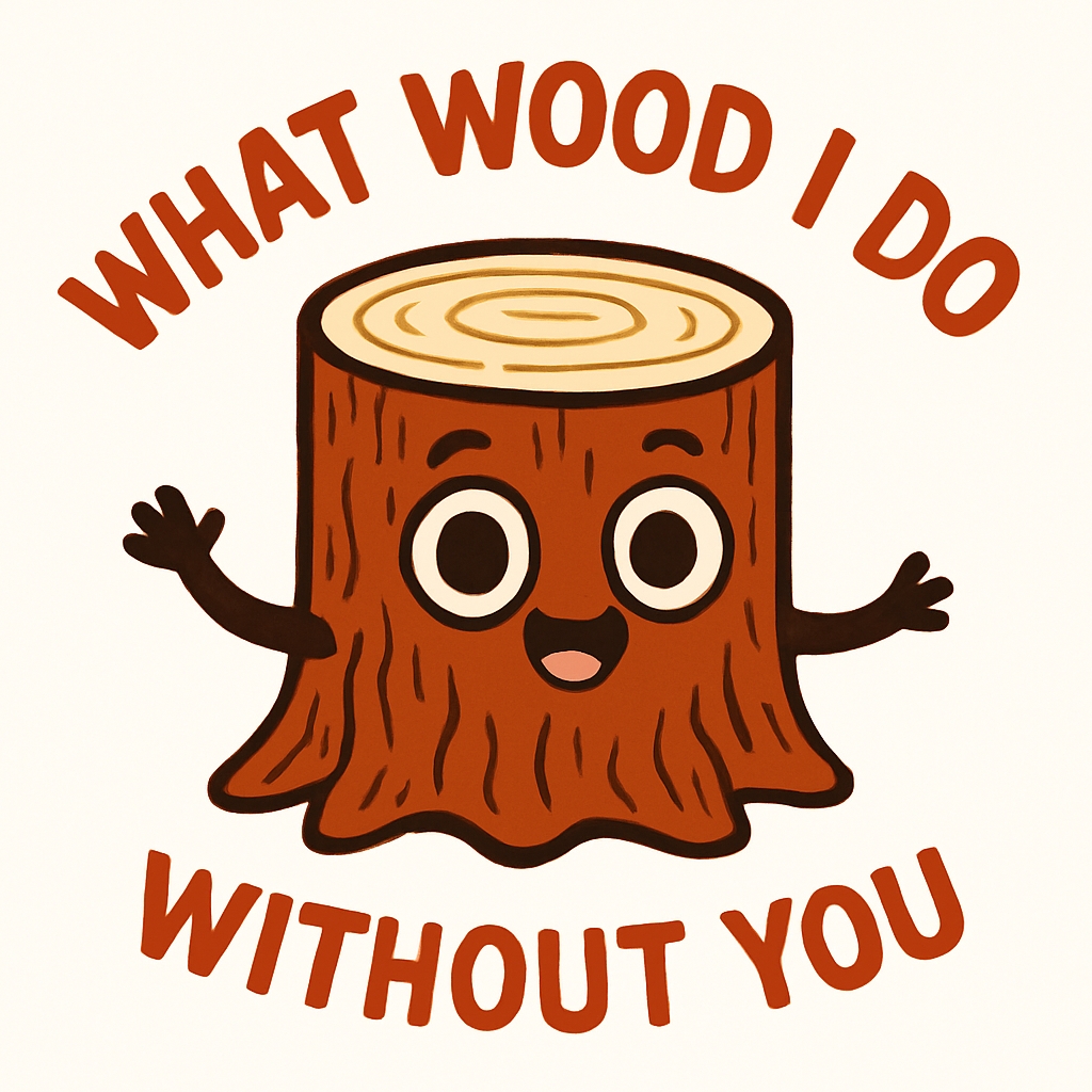 Whimsical Cartoon Tree Stump Character with Cheerful Message Sticker