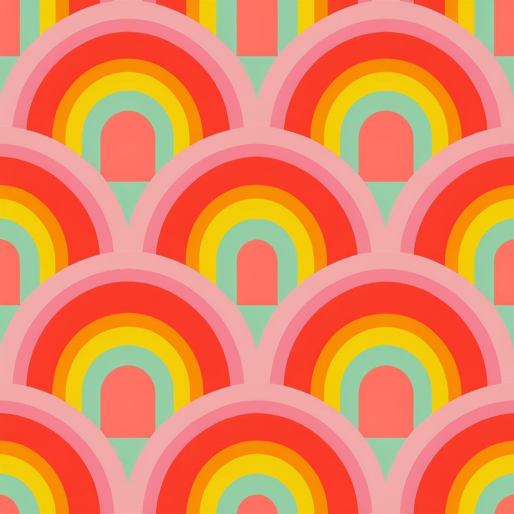 Retro-Inspired Colorful Arches Geometric Design Seamless Pattern