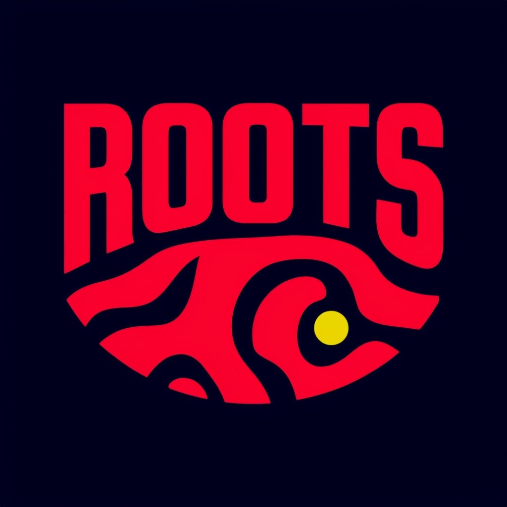 Bold Roots Logo with Vibrant Red and Clean Vector Design