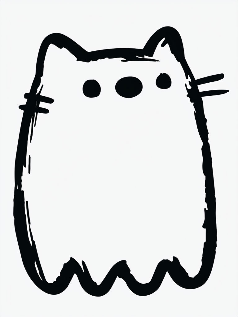 Cute Minimalist Cat Ghost Illustration T-Shirt