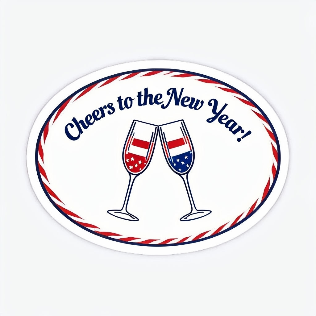 Stars and Stripes New Year Toast Champagne Sticker