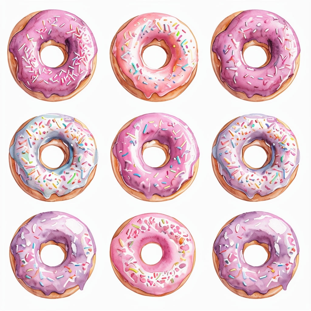 Pastel Watercolor Donuts Seamless Pattern Design