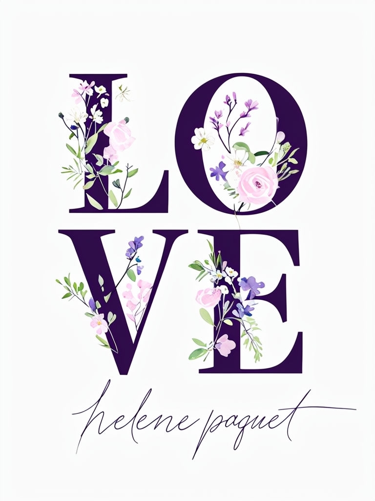 Elegant Floral LOVE Typography T-Shirt