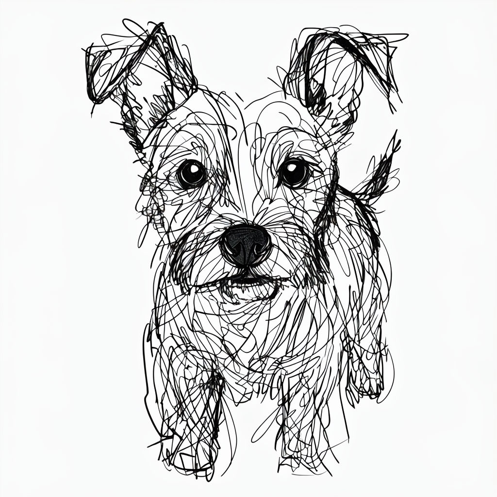 Charming Abstract Black Line Dog Illustration Mug