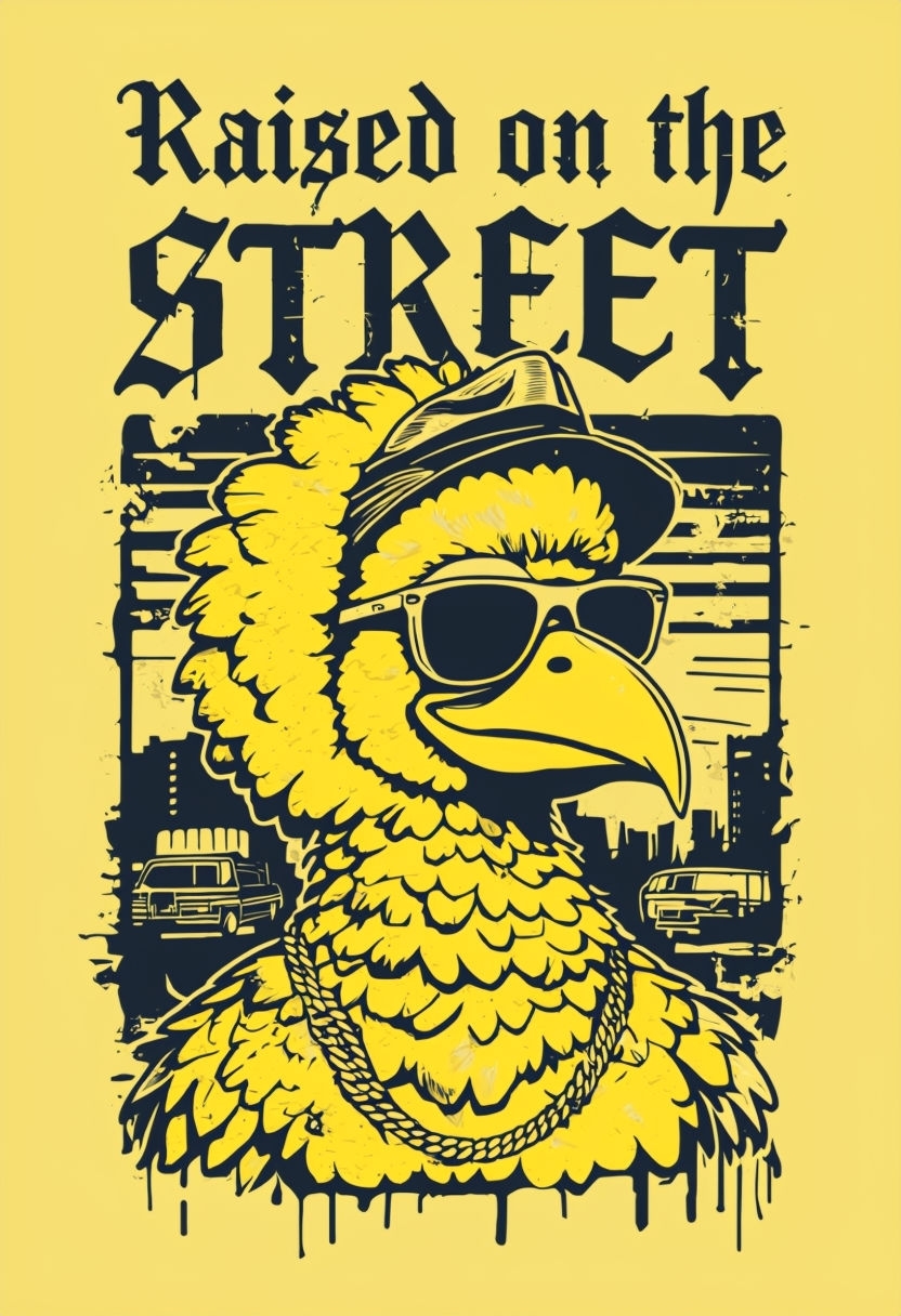 Gangsta Big Bird Retro Street Art T-Shirt