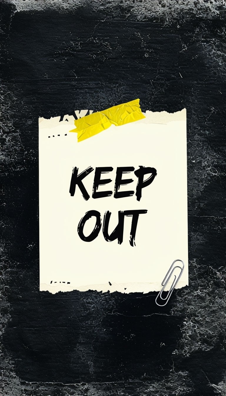 Minimalist Cream Paper 'Keep Out' Warning Mobile Wallpaper