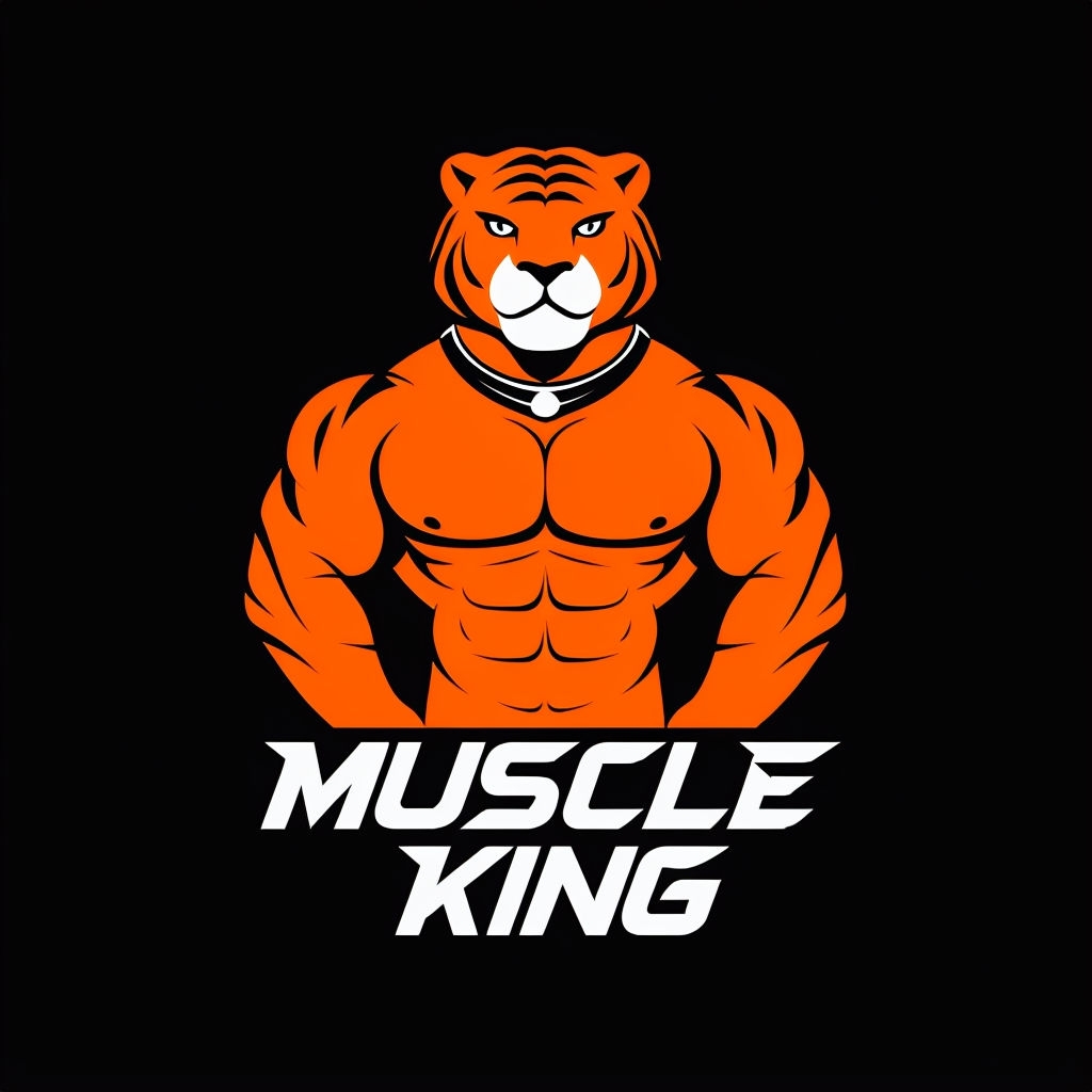 Muscular Anthropomorphic Tiger Character Sticker Design