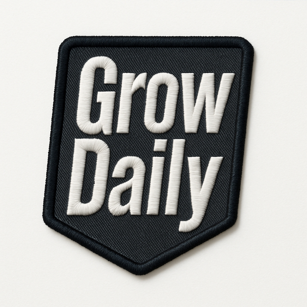 Bold 'Grow Daily' Embroidered Patch Design for Hats