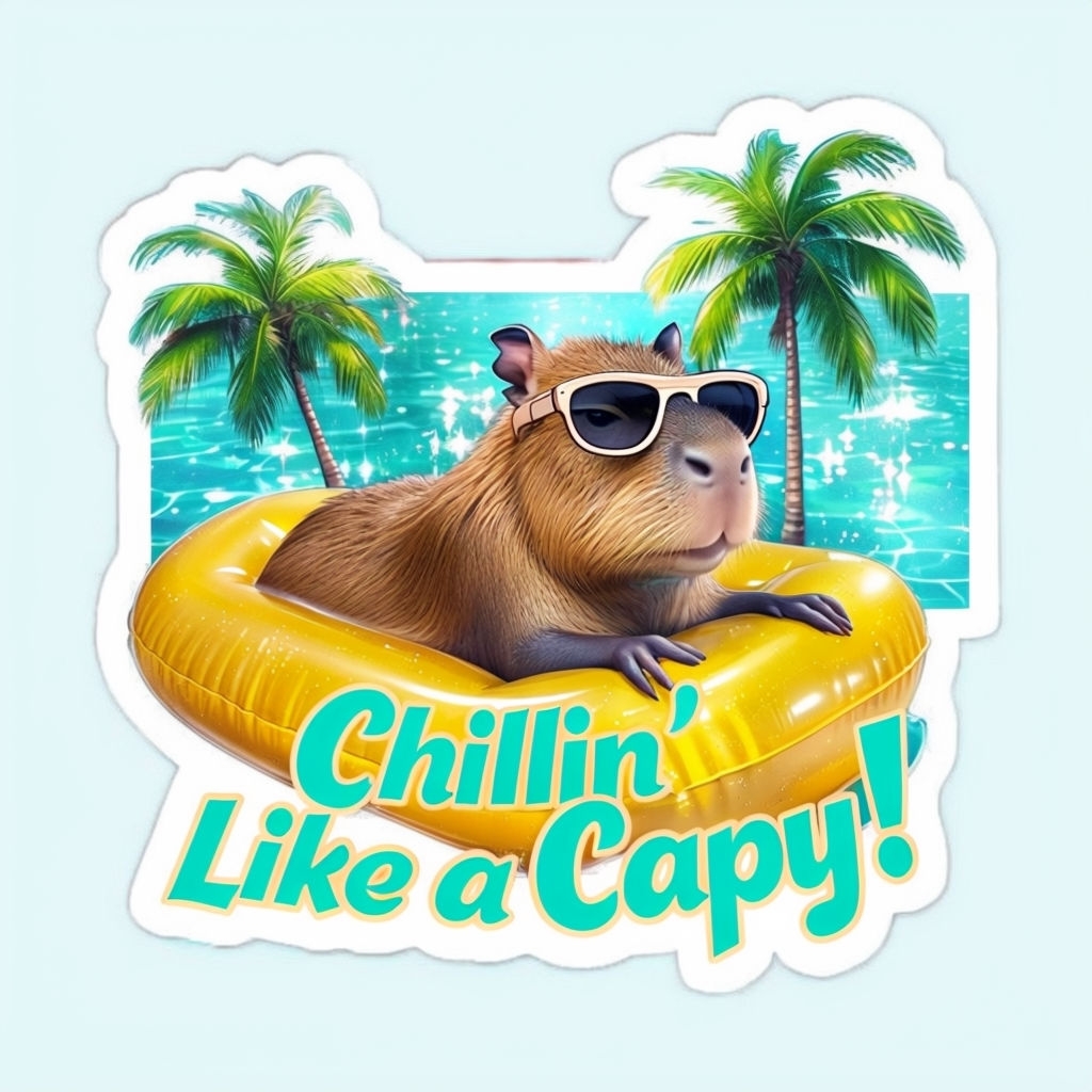 Chillin' Like a Capybara in Sunglasses Sticker