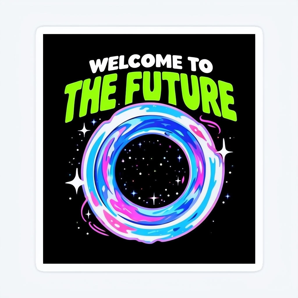 Vibrant Time-Traveling Portal Cartoon Sticker