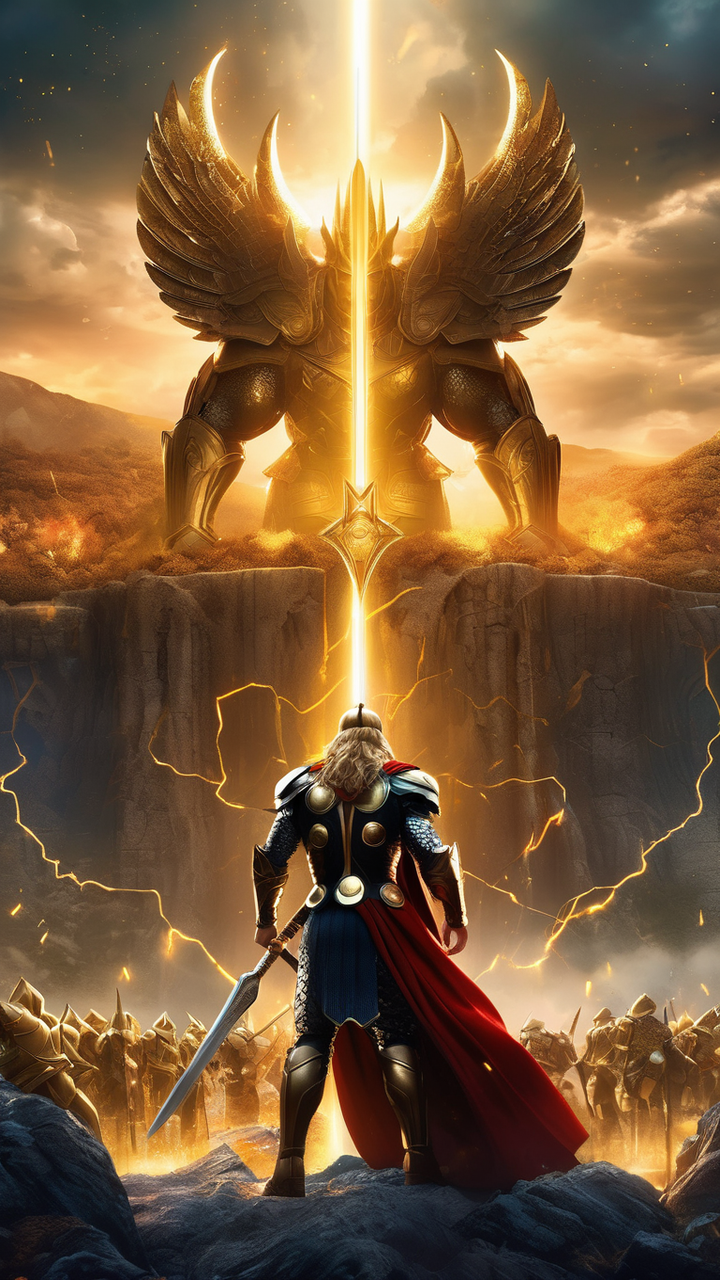 A battlefield is depicted where Thor engages in epic battles... by ...