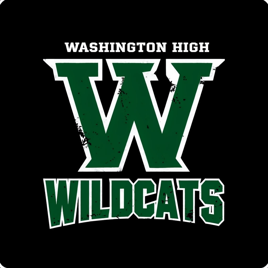 Bold Washington High Wildcats Logo Design on Black Background