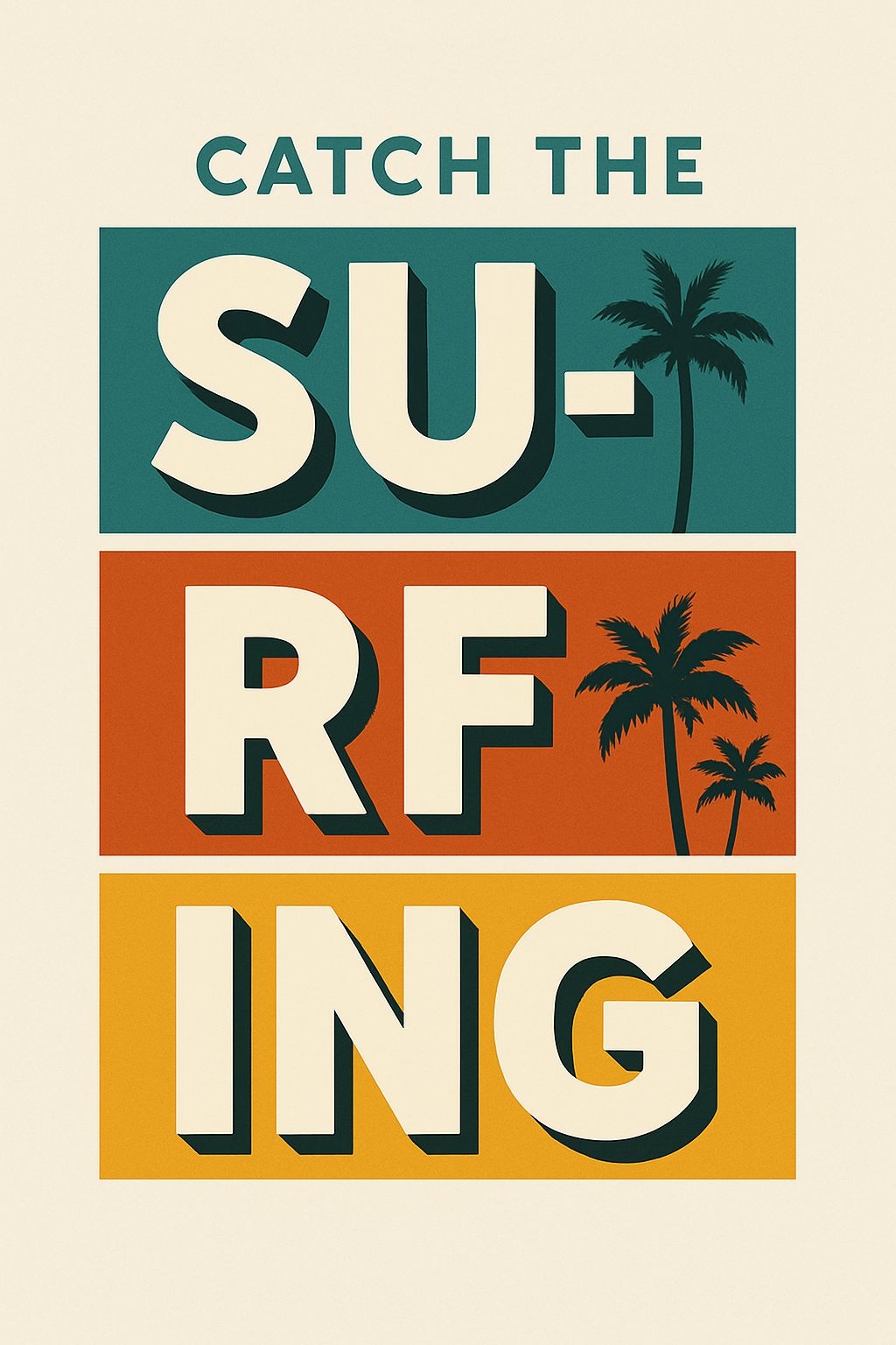 Retro Surfing Adventure Graphic Design T-Shirt