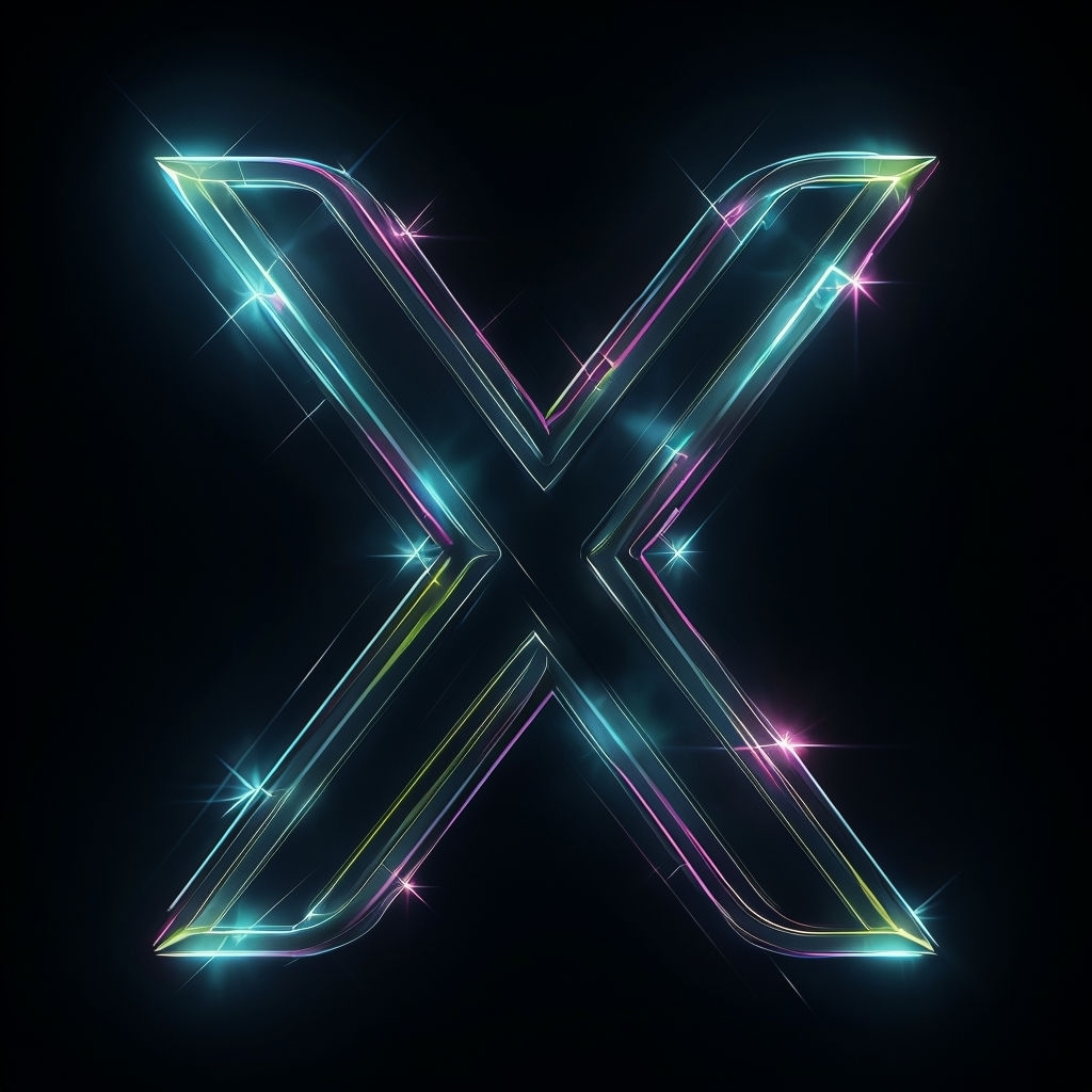 Futuristic Neon Letter X Design with Electric Colors Monogram