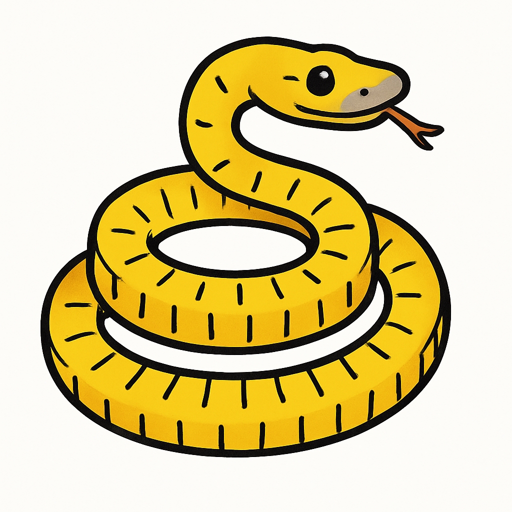 Playful Cartoon Yellow Snake Illustration with Black Stripes Sticker