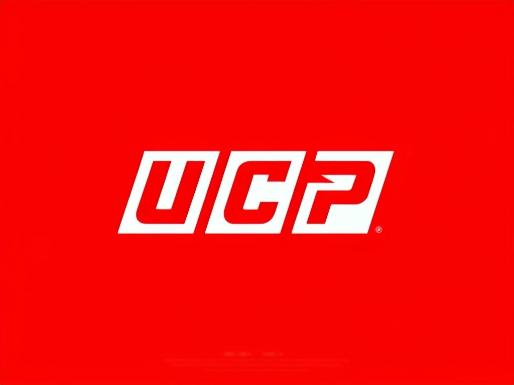 Minimalist UCP Logo Design on Vibrant Red Background Logo