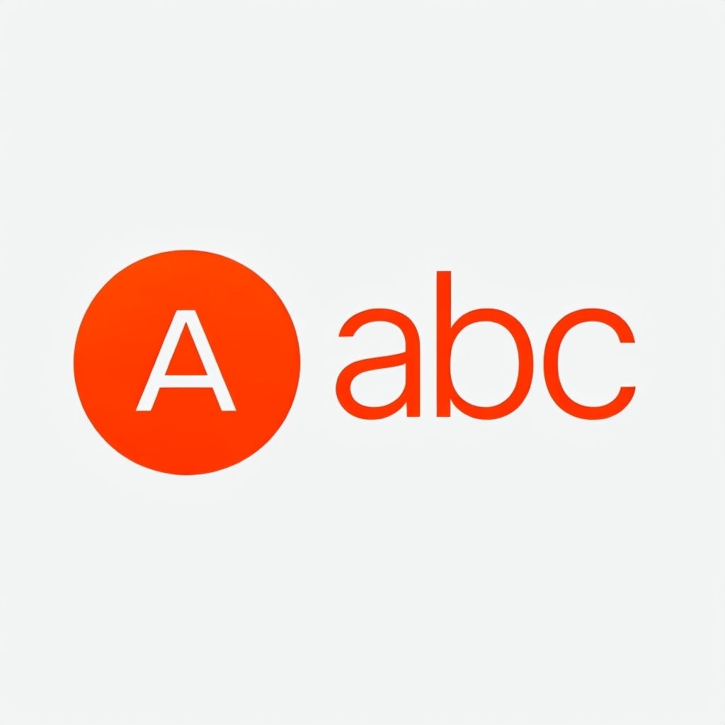 Minimalist Orange Circular 'A' with 'abc' Text Logo