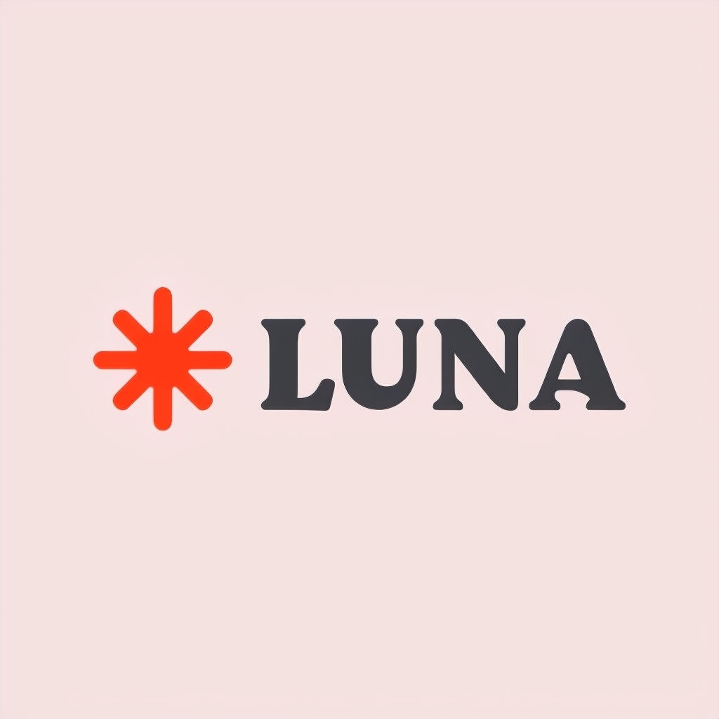 Minimalist LUNA Logo Design with Retro Font and Star Symbol Logo