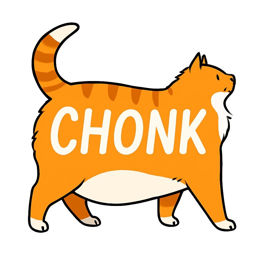 Playful Cartoon Orange Tabby Cat with Chonk Text Sticker