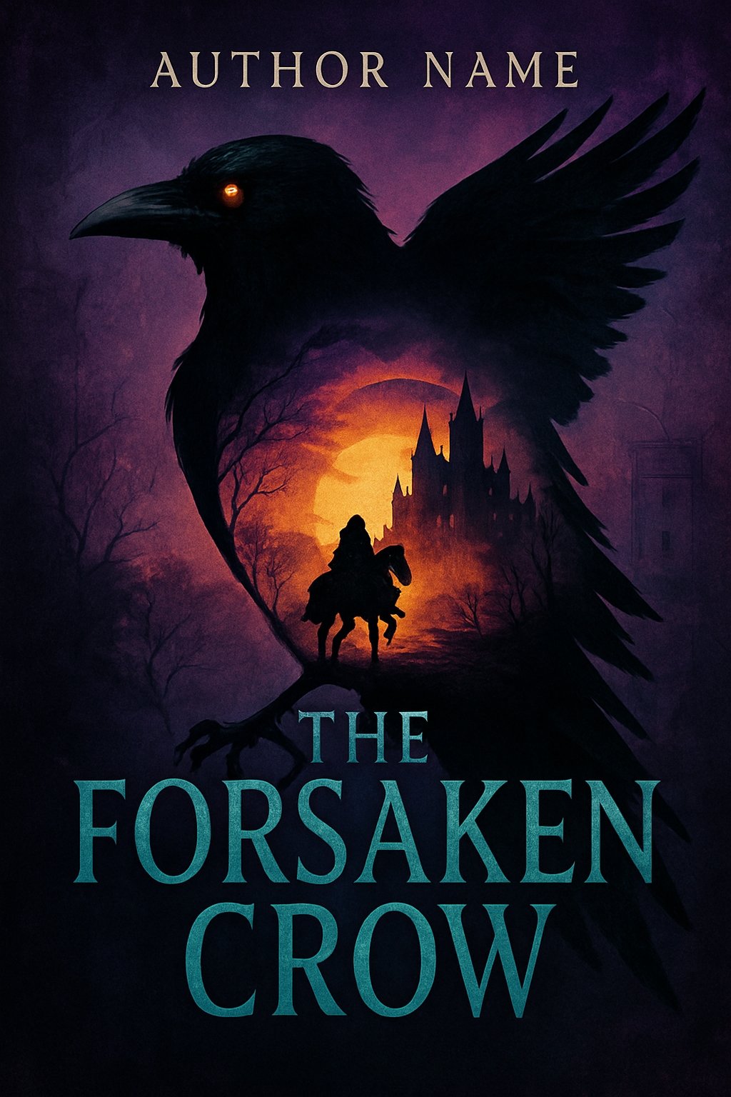 The Forsaken Crow: Dark Fantasy EBook Cover Design with Eerie Elements