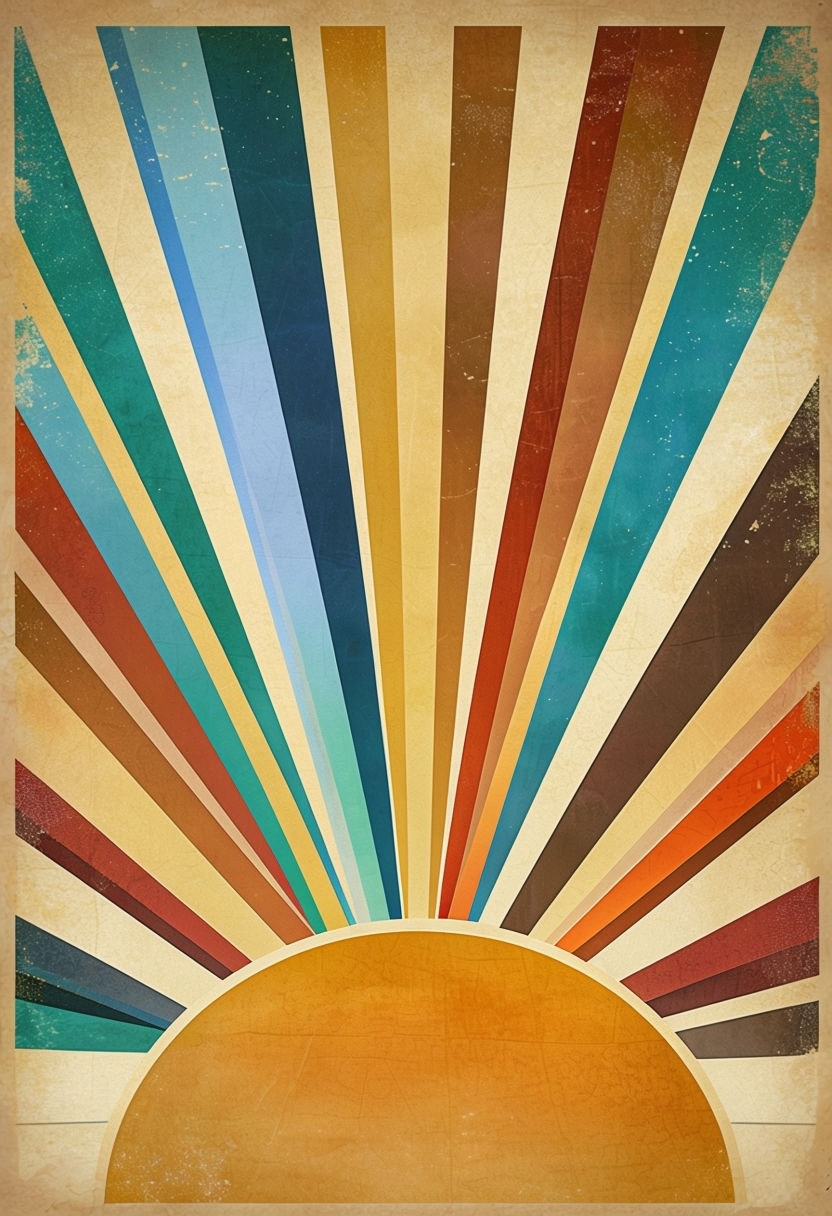 Radiating Colors Vintage Sunburst Retro Poster