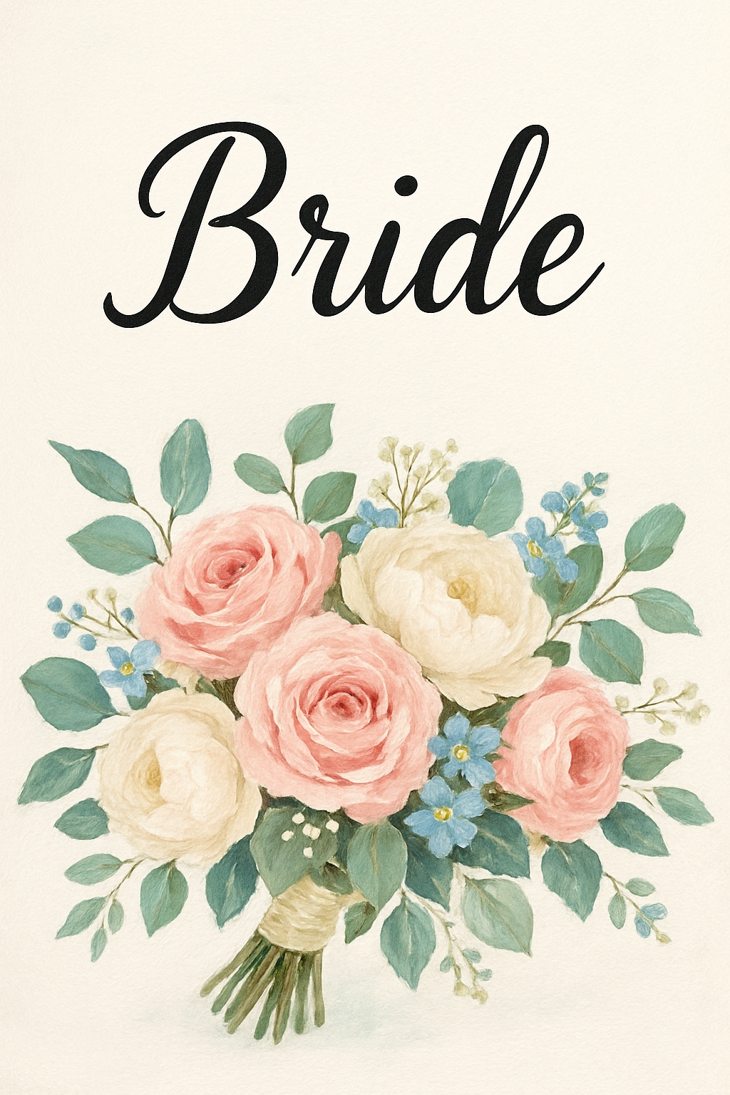 Elegant Watercolor Bridal Bouquet with Stylish Text Signage Event Sign