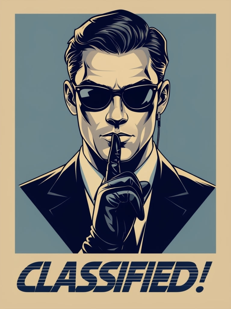 Vintage Secret Agent Classified Comic Style Poster