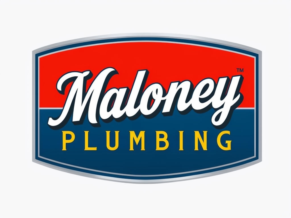 Distinctive Red and Blue Maloney Plumbing Logo Design