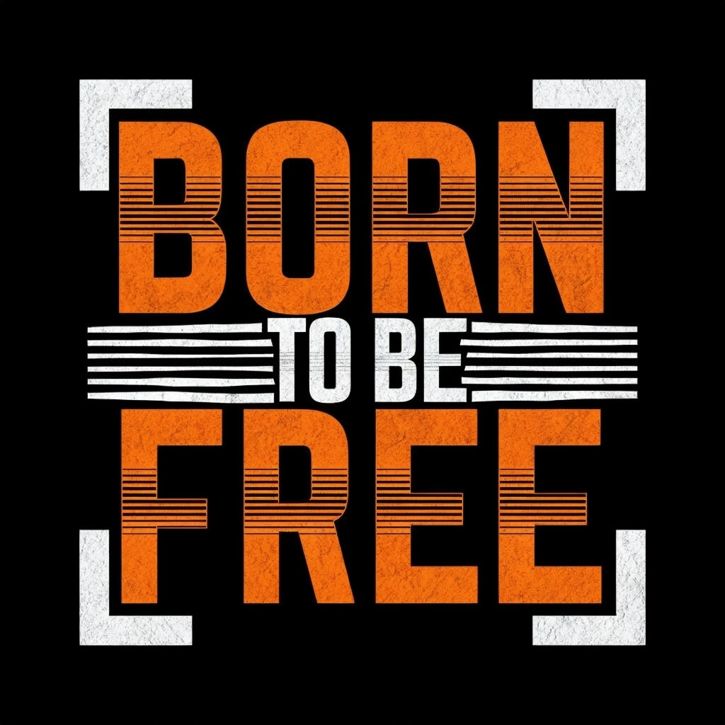 BORN TO BE FREE Bold Graphic T-Shirt Design