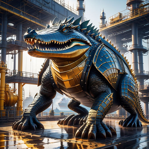 Armor crocodile on the oil platform by Vitaliy Bur104 - Playground