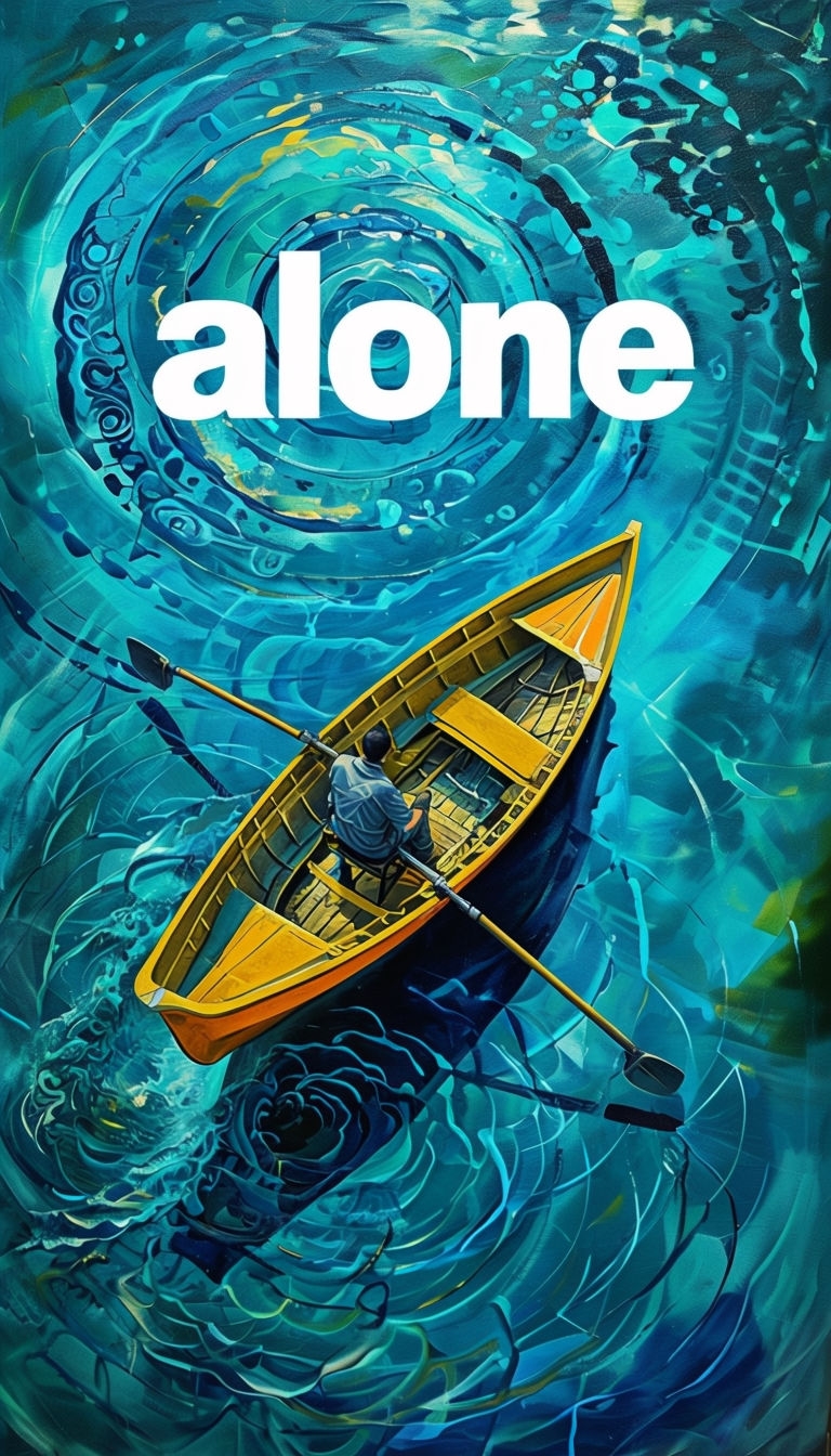 Surreal Alone Boat in Teal Waters Artistic Poster