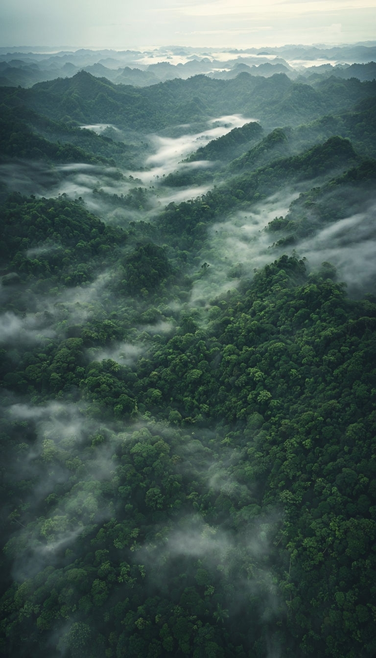 Breathtaking Aerial Tropical Rainforest Landscape Photography Art
