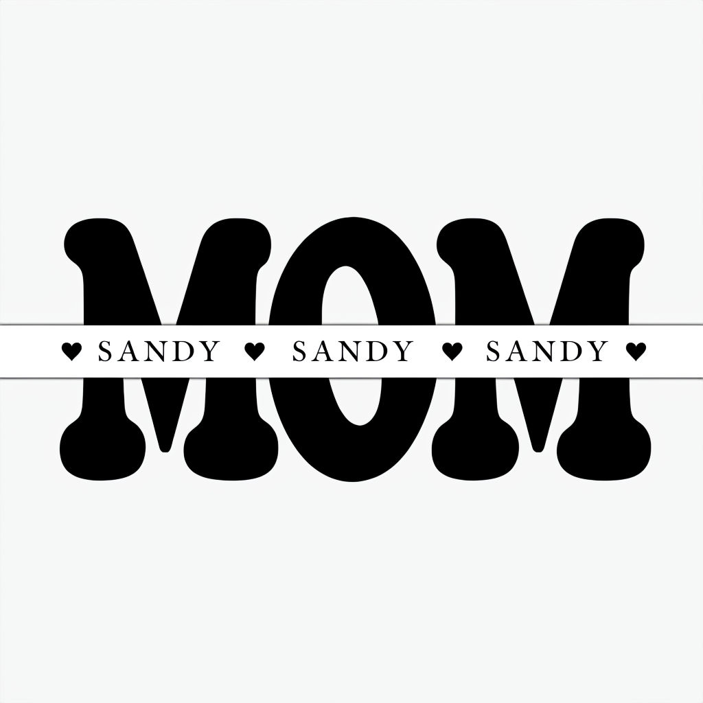 Bold Minimalist MOM and SANDY Typography Design Sticker