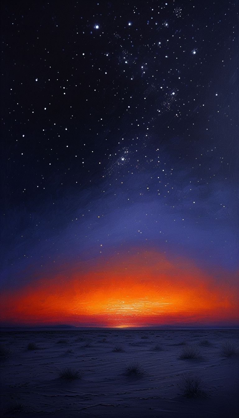 Ethereal Desert Twilight Landscape Painting Mobile Wallpaper
