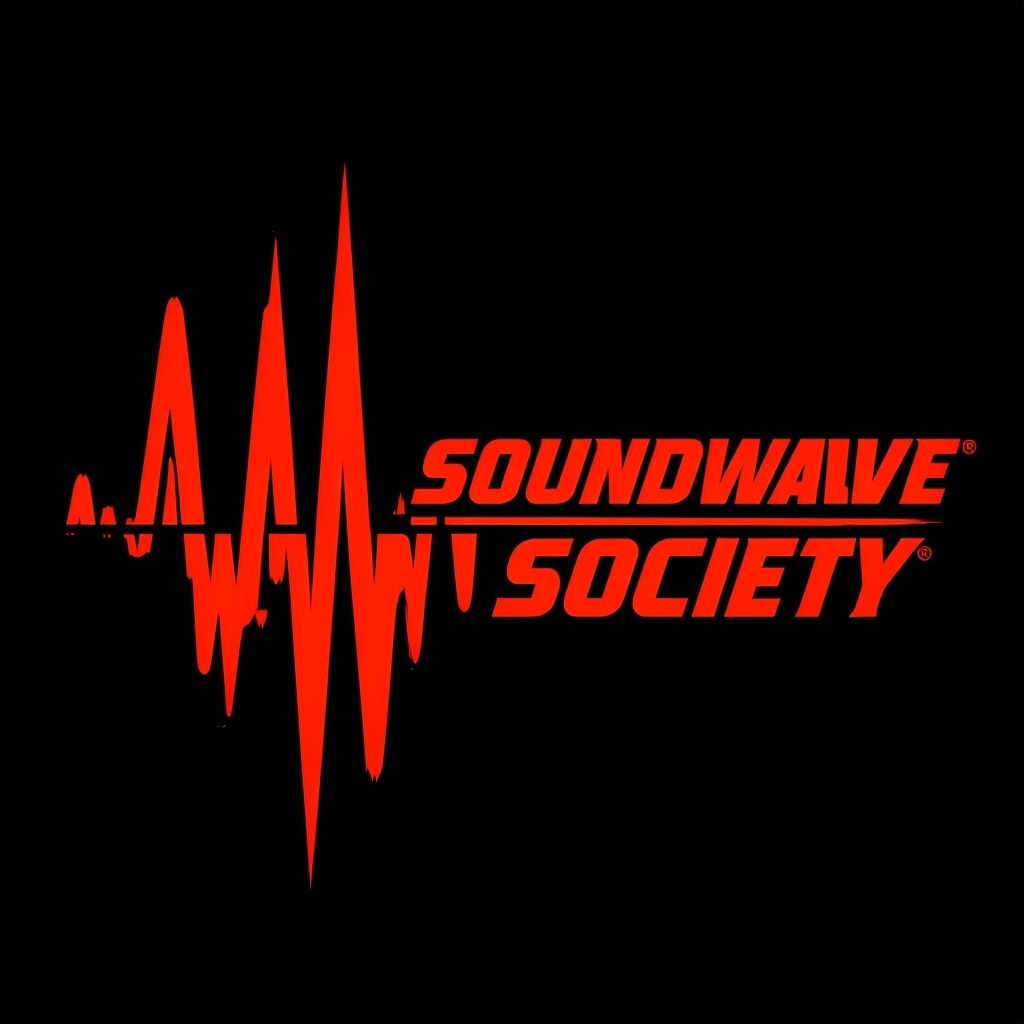 Bold Soundwave Society Logo with Dynamic Graphic Design