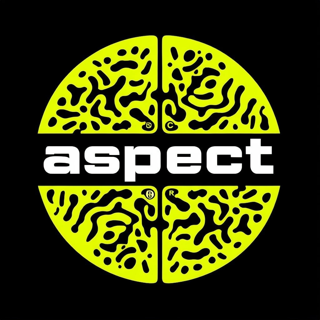 Modern Minimalist Neon Yellow Aspect Logo on Black Background