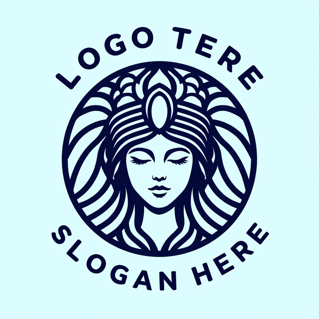 Minimalist Navy Blue Female Figure Emblem Logo Design